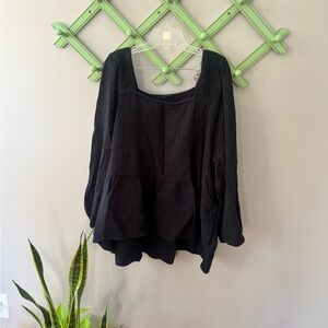 Madewell Charcoal Quilted square neck top